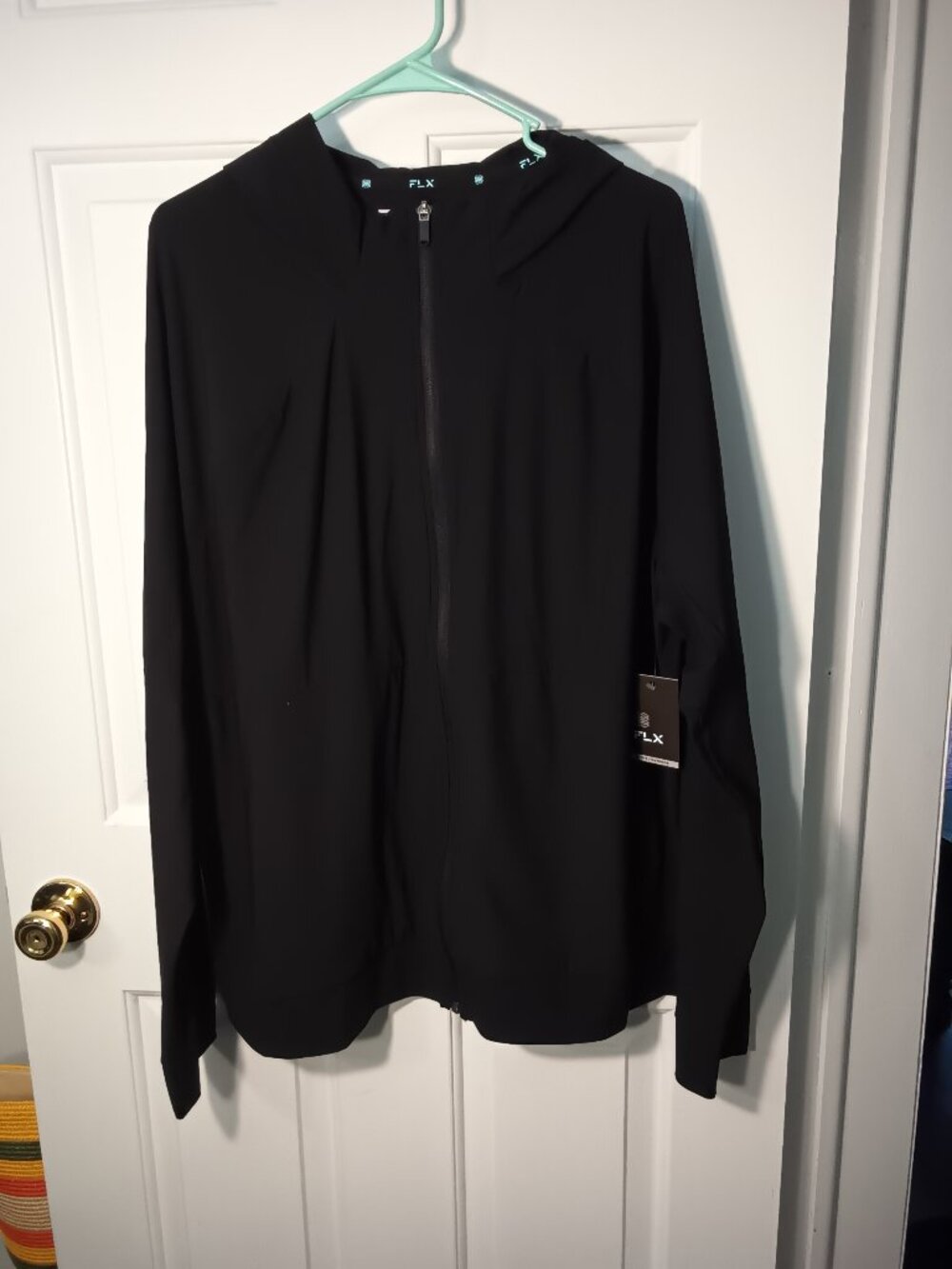 FLX Men's Black Performance Hooded Jacket NWT - Picture 1 of 5
